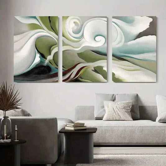 3pcs Swirling Waves, Modern Minimalist Metal Print Ready to Hang Art