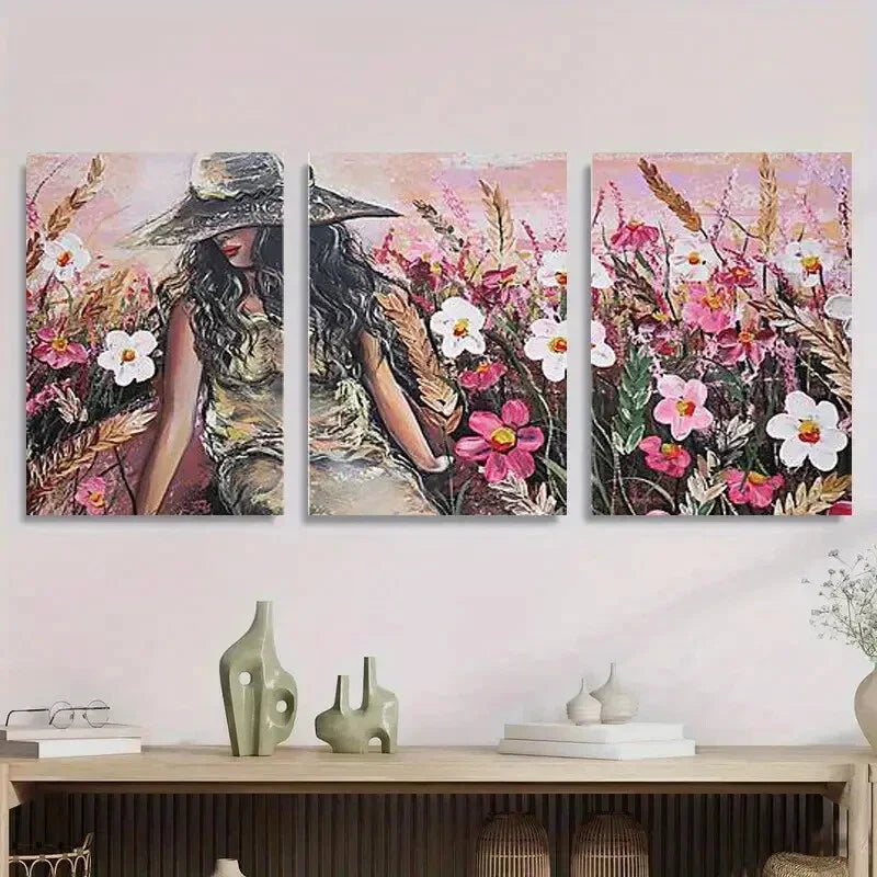 3pcs Elegant Chic Fashionable Woman Metal Print Ready to Hang Art