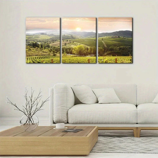 3pcs Nature Tuscany Italy Mountains Sunrise Metal Print Ready to Hang Art