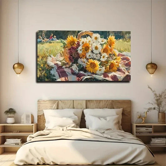 Sunflower Vibrant Floral Décor Wall Art Canvas Office Home Room Framed 80x45cm