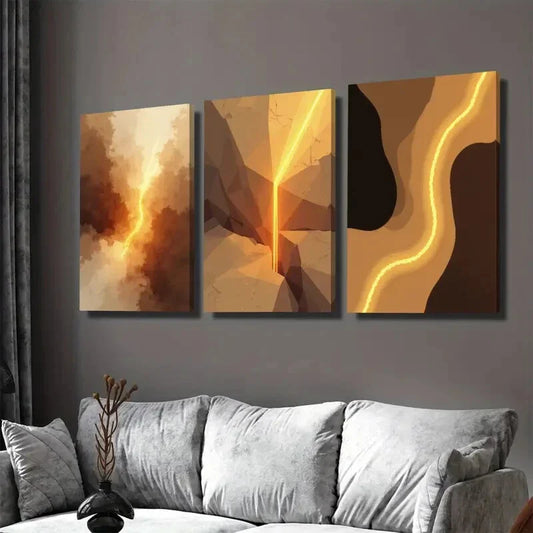 3pcs Modern Abstract Geometric & Floral Designs Wall Art Set Canvas Framed 40x60cm - High Quality Print 100% Australian Made Wall Canvas Ready to Hang