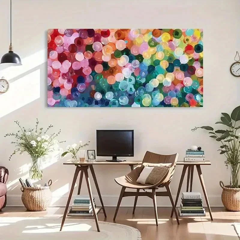 Colorful Bubbles World Circles Wall Art Canvas Office Home Room Framed 120x60cm