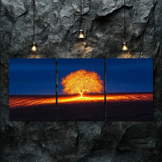 3pcs Dark Autumn Tree Light Shine Perfect Wall Art Set Canvas Framed 40x60cm - High Quality Print 100% Australian Made Wall Canvas Ready to Hang