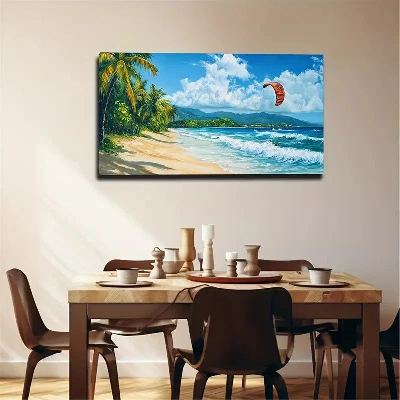 Romantic Tropical Beach Sky Wall Art Canvas Office Home Room Framed 120x60cm
