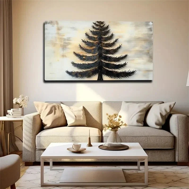 Black Forked Tree Abstract Wall Art Canvas Office Home Room Framed 120x60cm