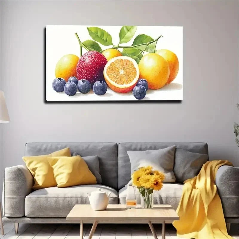 Lush Citrus Berries Still Life Wall Art Canvas Office Home Room Framed 120x60cm