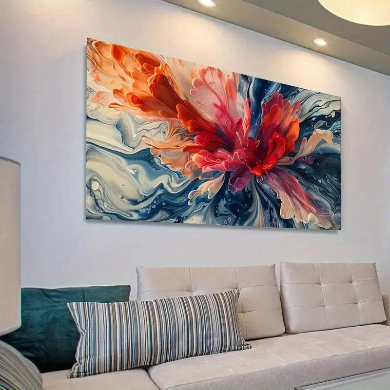 Vibrant Fluid Nature-Inspired Wall Art Canvas Office Home Room Framed 80x45cm