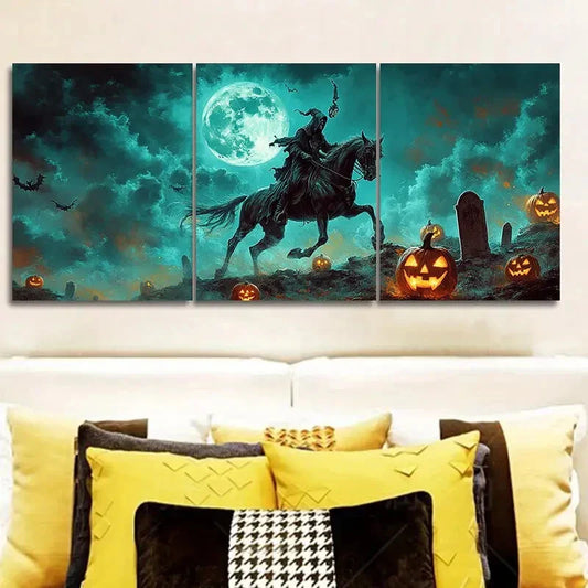 3pcs "Death Rides on His Horse Moonlight Wall Art Set Canvas Framed 40x60cm - High Quality Print 100% Australian Made Wall Canvas Ready to Hang