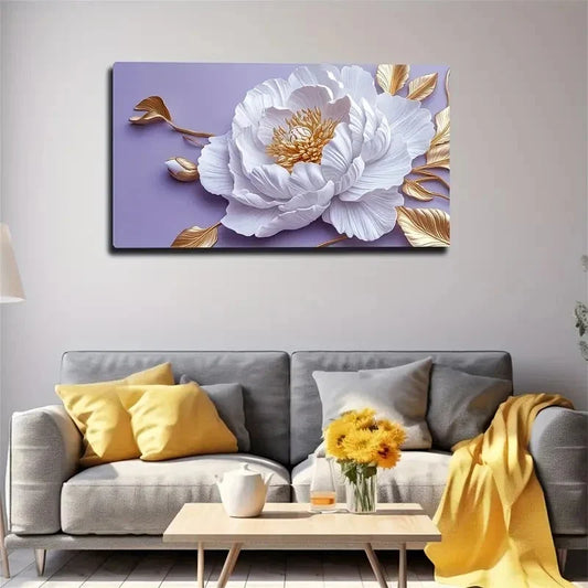 Elegant Golden Accents Wall Art canvas office home room framed 120x60cm