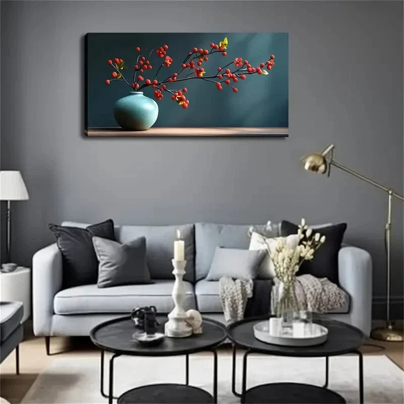 Realistic Style Vibrant Red Wall Art Canvas Office Home Room Framed 120x60cm