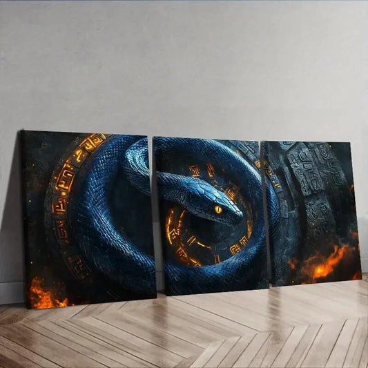 3pcs A Black Snake with a Curse Decor Wall Art Set Canvas Framed 40x60cm - High Quality Print 100% Australian Made Wall Canvas Ready to Hang