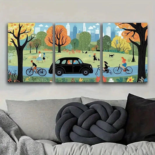 3pcs London Taxi Scene Prints Metal Print Ready to Hang Art