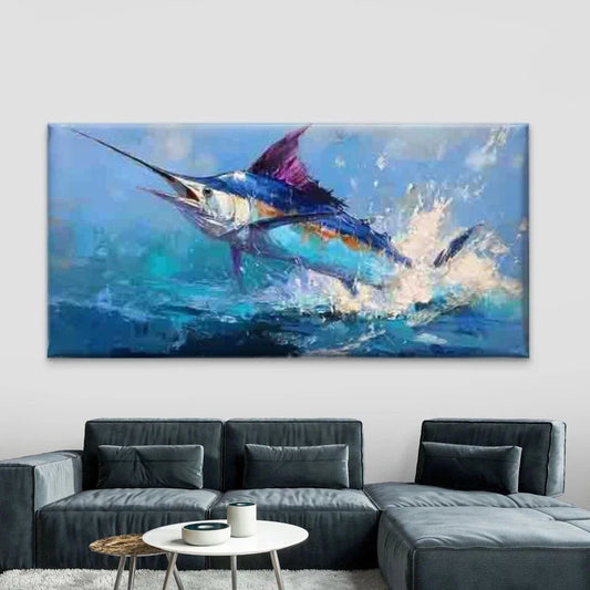 Sailfish Watercolor Wall Art Canvas Office Home Room Framed 120x60cm