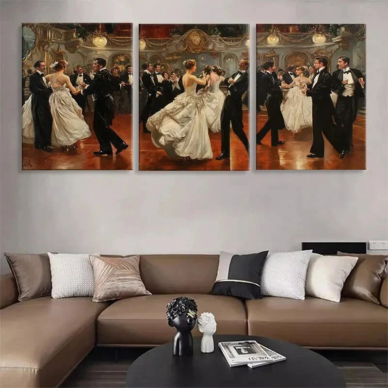 3pcs Elegant Ballroom Dance Couples Perfect Wall Art Set Canvas Framed 40x60cm - High Quality Print 100% Australian Made Wall Canvas Ready to Hang