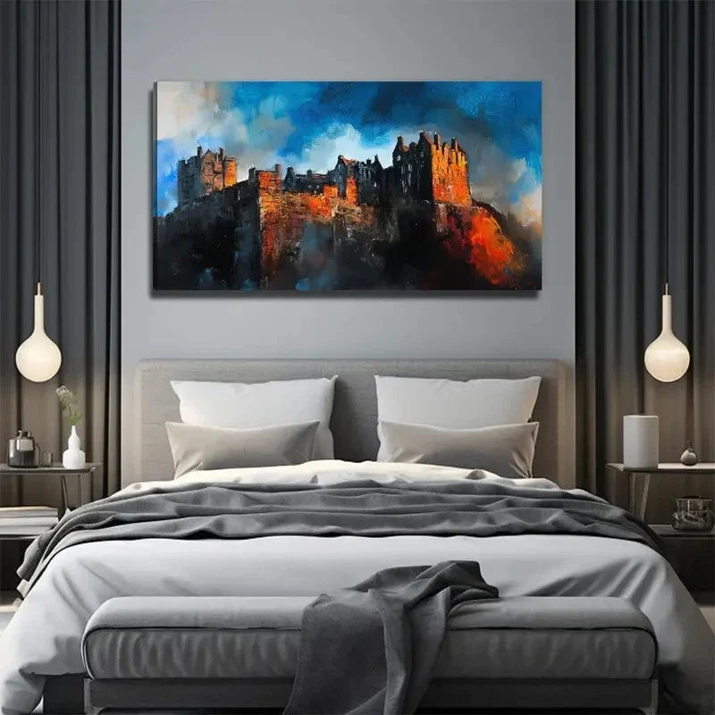 Evening Castle Perfect Wall Art Canvas Office Home Room Framed 120x60cm
