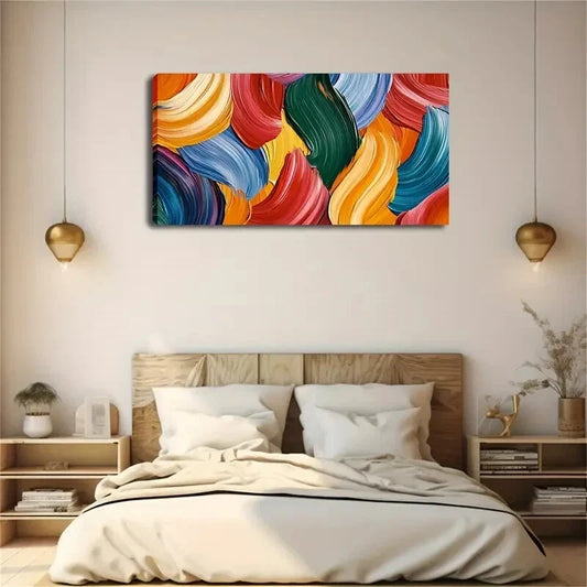 Brushstrokes in Various Colors Wall Art Canvas Office Home Room Framed 120x60cm