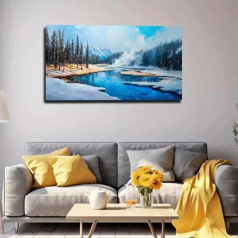 Geothermal Lake Wall Art Canvas Office Home Room Framed 80x45cm