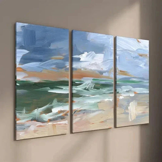 3pcs Abstract Beach Nautical Murals Landscape Wall Art Set Canvas Framed 40x60cm - High Quality Print 100% Australian Made Wall Canvas Ready to Hang