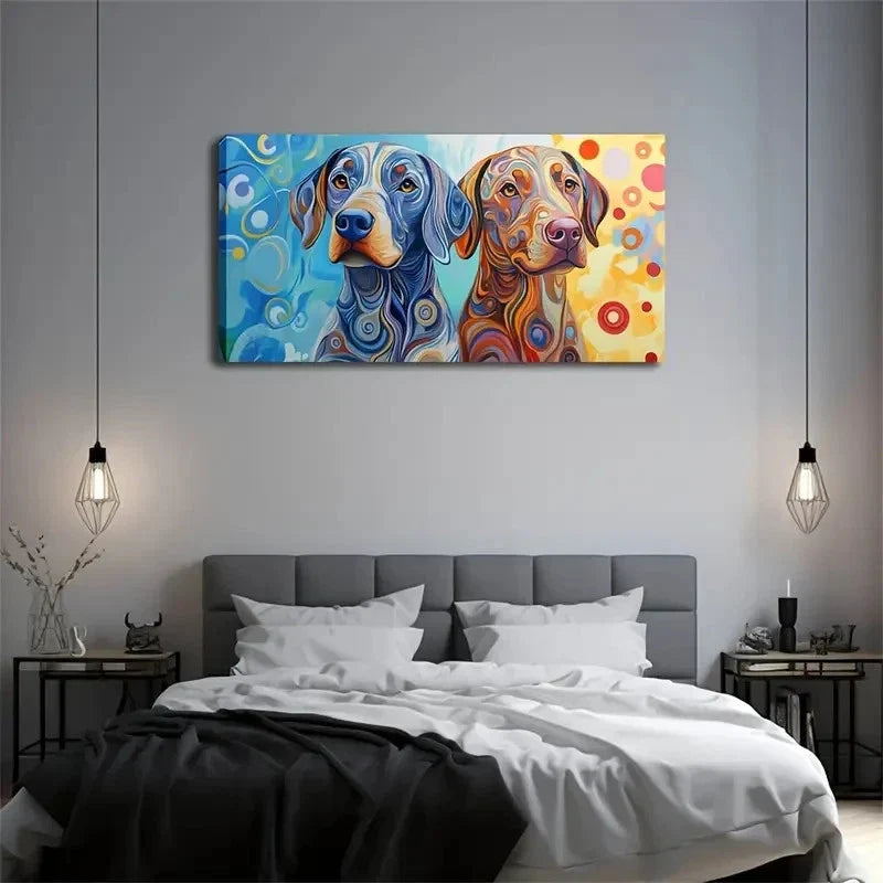 Psychedelic Dogs by John Dyer Wall Art Canvas Office Home Room Framed 120x60cm