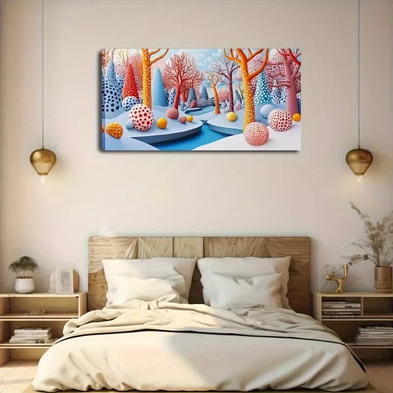 Vibrant Tree & Ball Design Wall Art Canvas Office Home Room Framed 120x60cm
