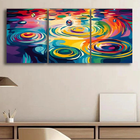 3pcs Abstract Colourful Painting Drops Metal Print Ready to Hang Art