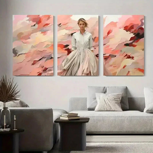 3pcs Modern Abstract Fashion Woman Metal Print Ready to Hang Art