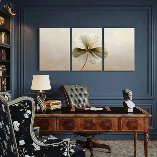 3pcs Abstract Floral Art Elegant Design Soft Metal Print Ready to Hang Art