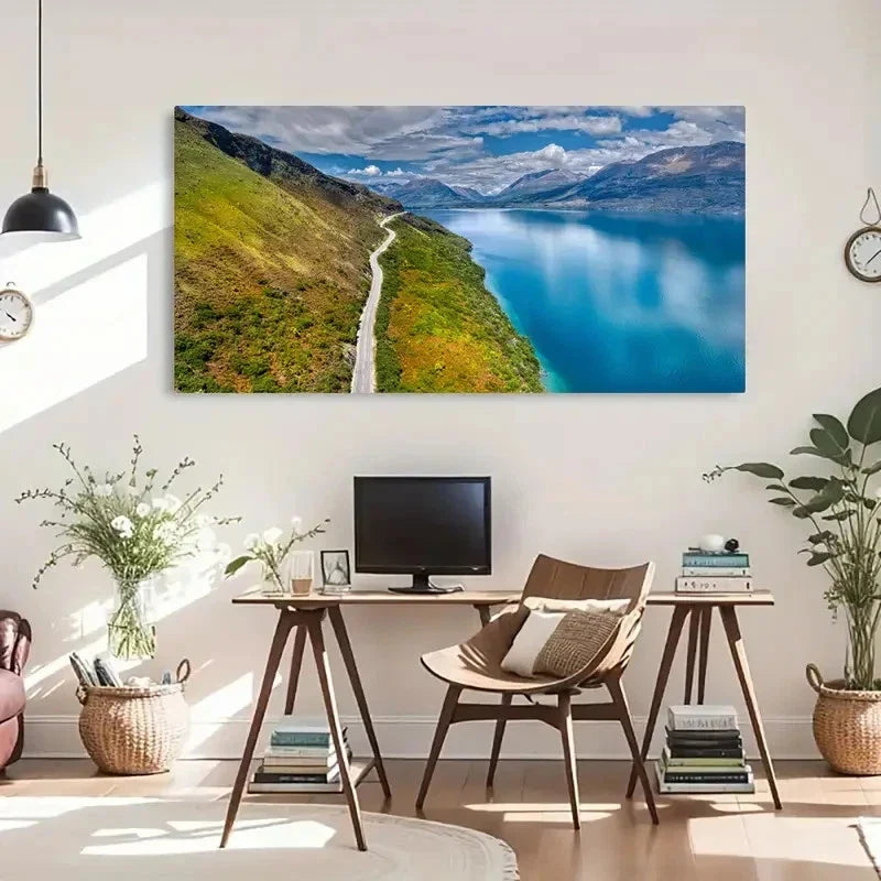 Serene Landscape With Road Wall Art Canvas Office Home Room Framed 80x45cm