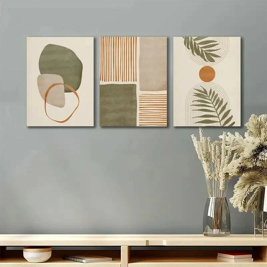 3pcs Tropical Leaves Abstract Shapes Metal Print Ready to Hang Art