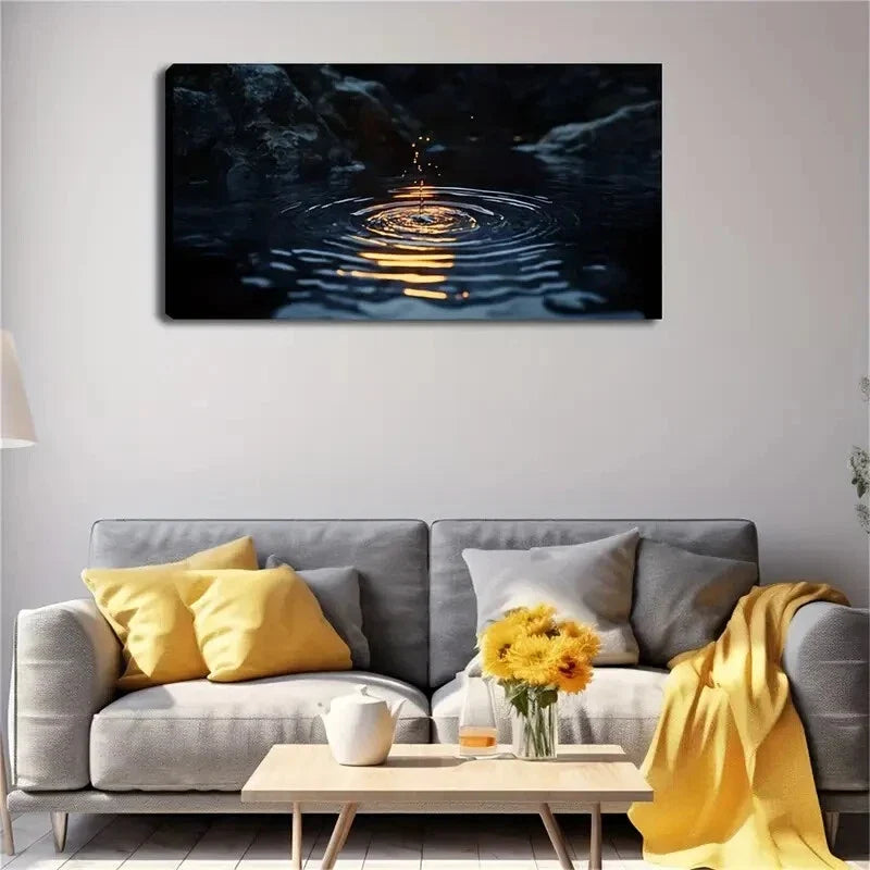 Water Droplets Fall Into Water Wall Art Canvas Office Home Room Framed 120x60cm