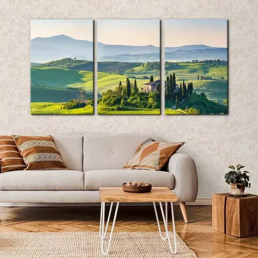 3pcs Vibrant Italian Countryside Scenery Wall Art Set Canvas Framed 40x60cm - High Quality Print 100% Australian Made Wall Canvas Ready to Hang