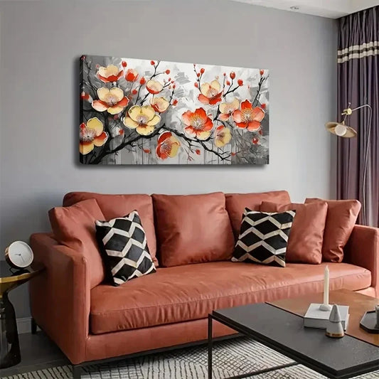 Blooming Flowers Design Wall Art canvas office home room framed 120x60cm