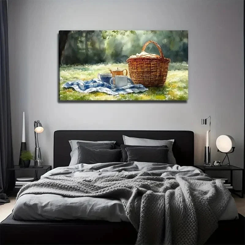 Camping Suitable Wall Art Canvas Office Home Room Framed 80x45cm