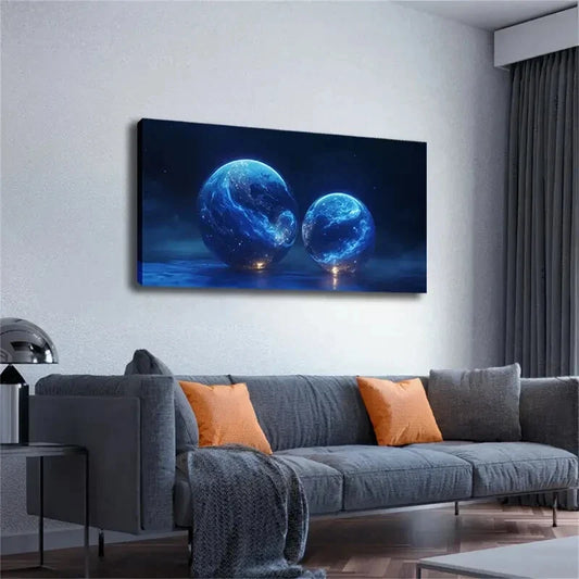 Two Planets Of One Large One Wall Art Canvas Office Home Room Framed 120x60cm