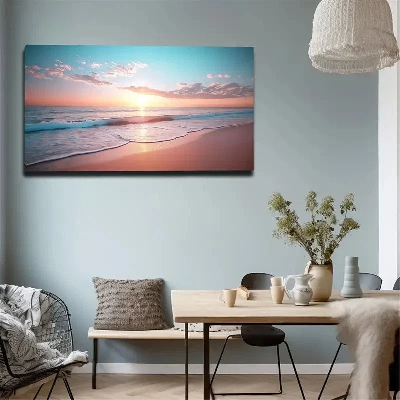 Colorful Seascape Modern Decor Wall Art Canvas Office Home Room Framed 80x45cm