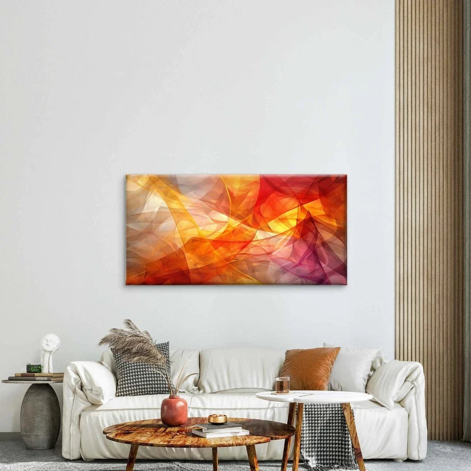 Colorful Abstract Expressionist Wall Art Canvas Office Home Room Framed 80x45cm