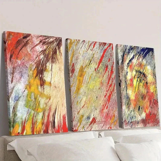 3pcs Abstract Color Splash Decoration Wall Art Set Canvas Framed 40x60cm - High Quality Print 100% Australian Made Wall Canvas Ready to Hang