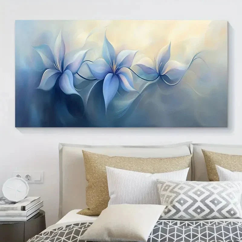 Modern Abstract Floral Light Wall Art Canvas Office Home Room Framed 80x45cm