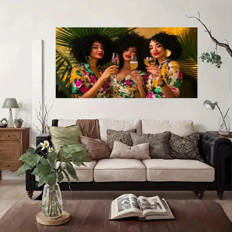 Vibrant Tropical Party Wall Art Canvas Office Home Room Framed 80x45cm