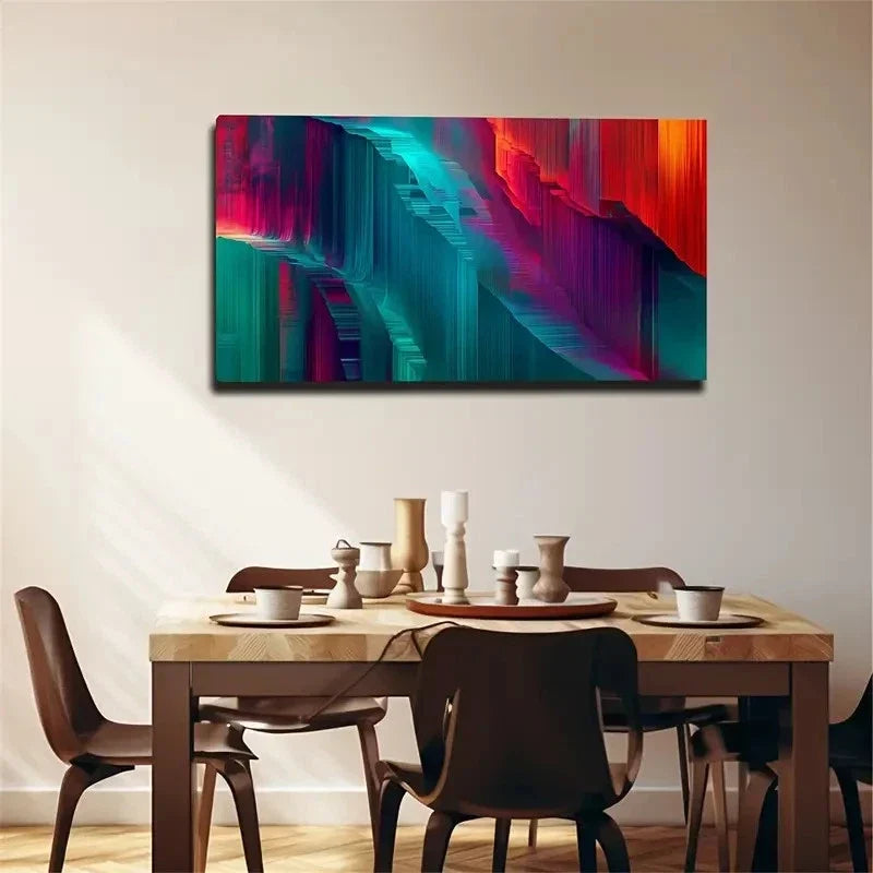 Modern Bohemian Striped Wall Art Canvas Office Home Room Framed 80x45cm