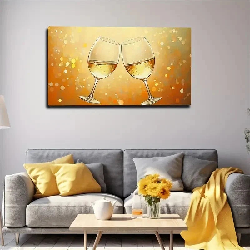 Elegant Wine Glasses Bubbles Wall Art Canvas Office Home Room Framed 120x60cm