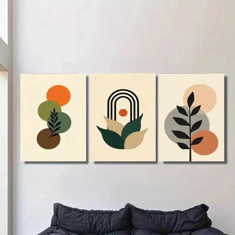 3pcs Modern Abstract Colorful Geometric Metal Print Ready to Hang Art
