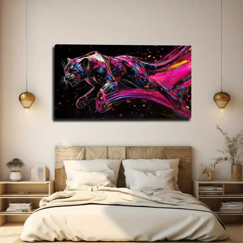 Vibrant Pink Blue Swirl Design Wall Art Canvas Office Home Room Framed 120x60cm