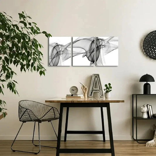 3pcs Modern Black and White Abstract Metal Print Ready to Hang Art