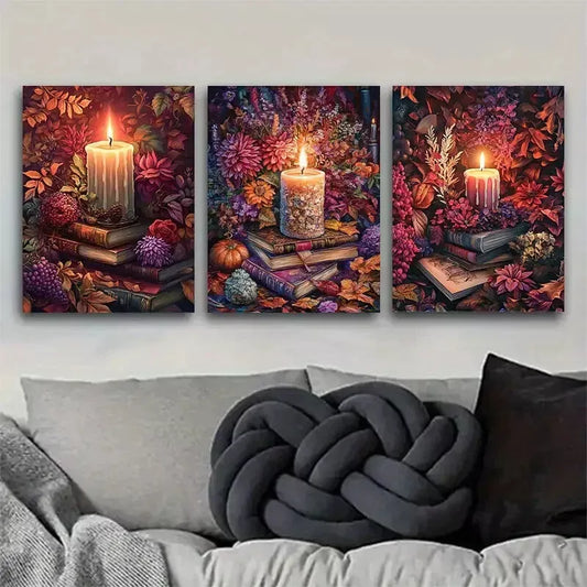 3pcs vibrant blossoming flowers Autumn-themed Wall Art Set Canvas Framed 40x60cm - High Quality Print 100% Australian Made Wall Canvas Ready to Hang