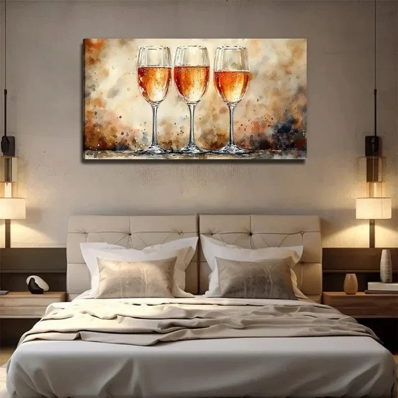 Glasses Of Champagne Wall Art Canvas Office Home Room Framed 80x45cm