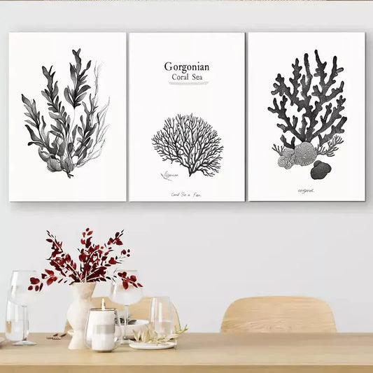 3pcs Marine Botany Wall Art Canvas Wall Art Set Canvas Framed 40x60cm - High Quality Print 100% Australian Made Wall Canvas Ready to Hang