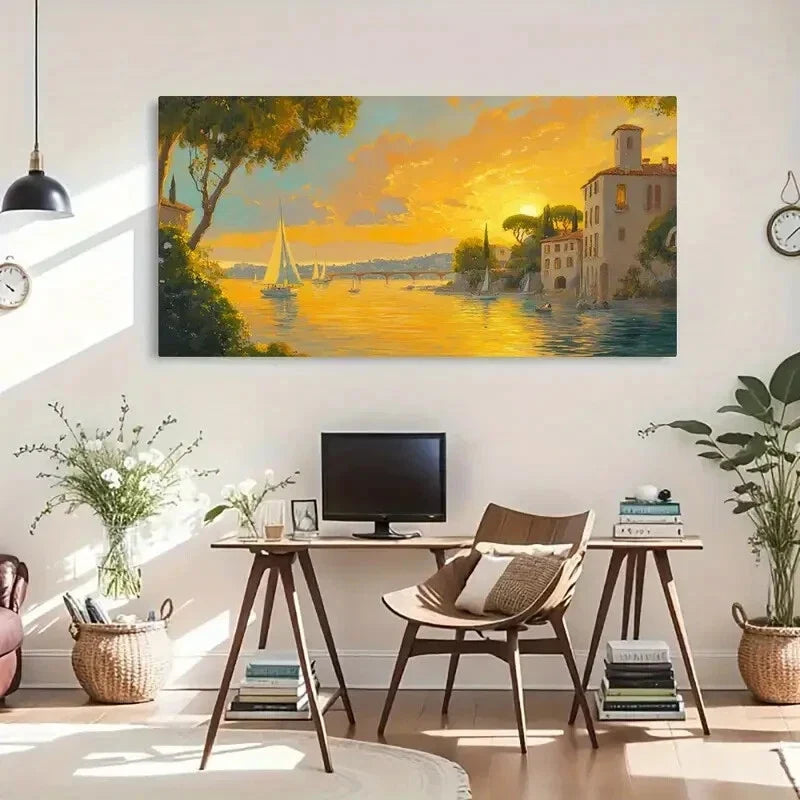 Vibrant Orange & Yellow Hues Wall Art Canvas Office Home Room Framed 120x60cm