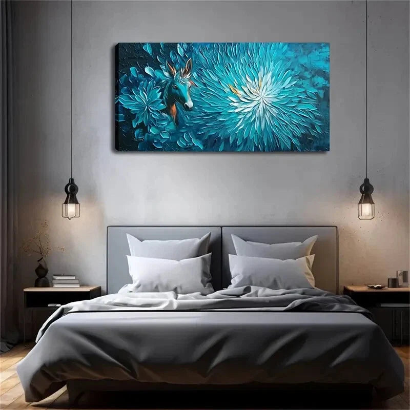 Stunning Fawn in Floral Bloom Wall Art Canvas Office Home Room Framed 120x60cm