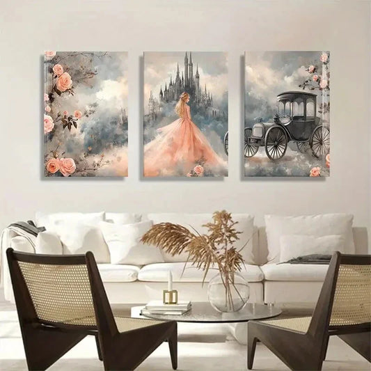 3pcs Vintage Carriage Design Elegant Perfect Wall Art Set Canvas Framed 40x60cm - High Quality Print 100% Australian Made Wall Canvas Ready to Hang